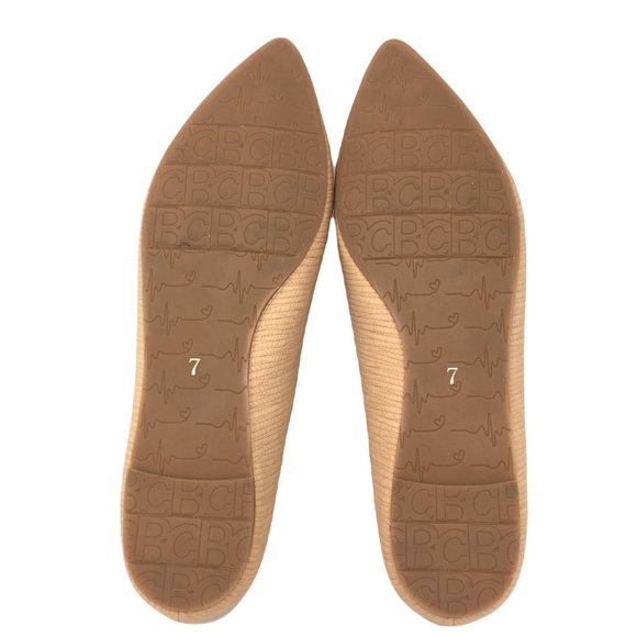 BC REBEL SLIP ON FLATS POINTED TOE ASYMMETRICAL VAMP NEUTRAL NUDE SIZE 7 NWT - Picture 14 of 16